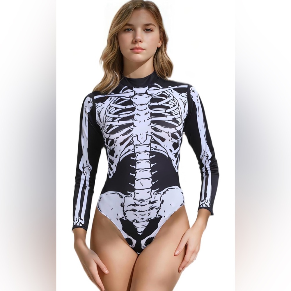 Long Sleeve Skeleton Bodysuit Size Large